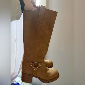 Brown Leather Knee-High Boots
